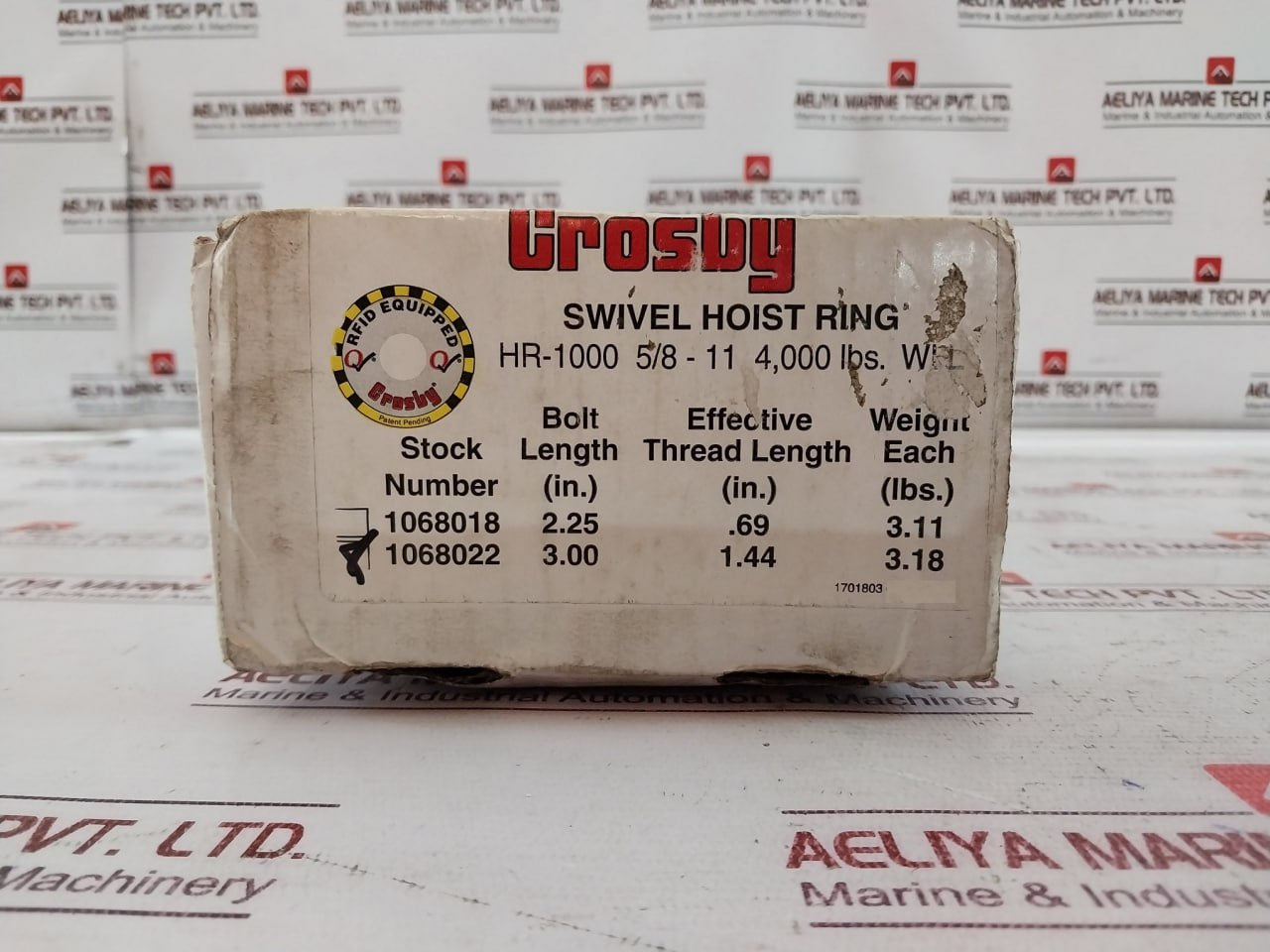 Crosby Hr-1000 Heavy Lift Swivel Hoist Ring 1068022 4000 Lbs Torque 60 Ft-lbs