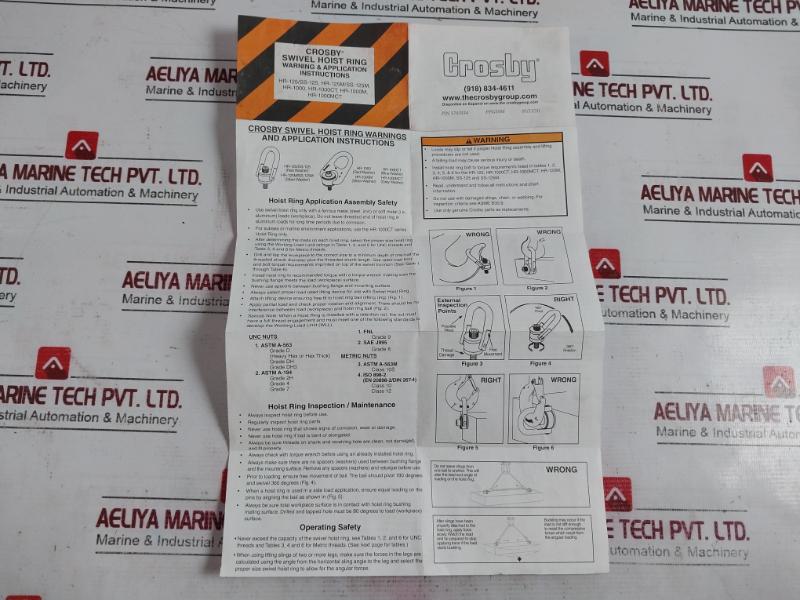 Crosby Hr-1000 Swivel Hoist Ring Torque 60 Ft-lbs F-2 7Vd 4000 Lbs