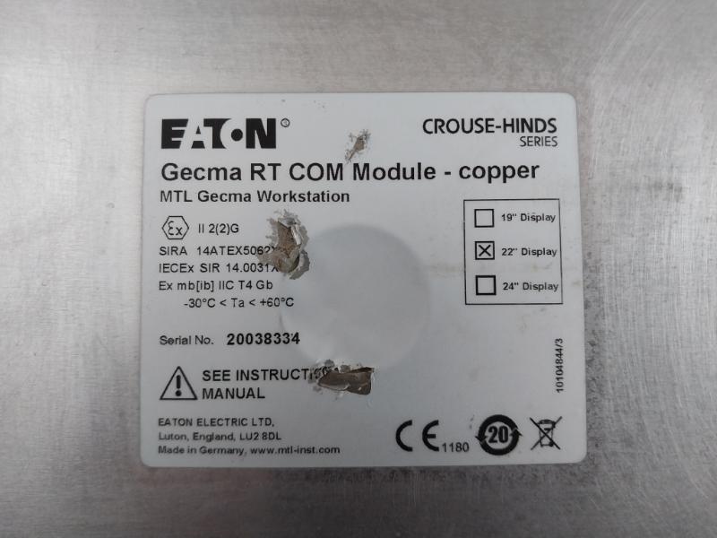 Crouse-hinds Workstation Display Module Eaton 18-36Vdc 5.5A