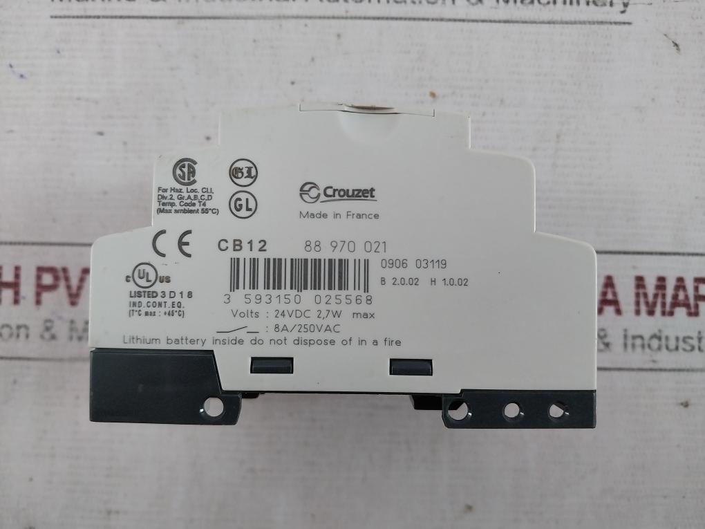 Crouzet Cb12 Millenium 3 Relay Output 88 970 021 24Vdc 8A 250Vac