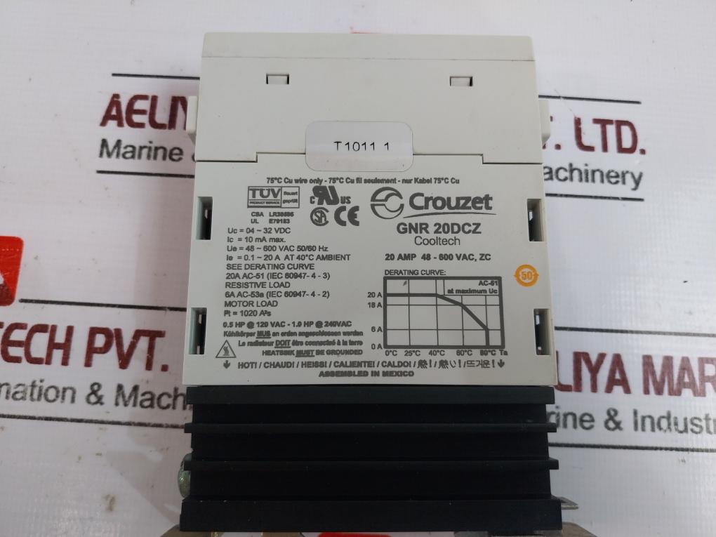 Crouzet Gnr20Dcz Solid State Relay 20A 48-600Vac 04-32Vdc, 20A Ac-51