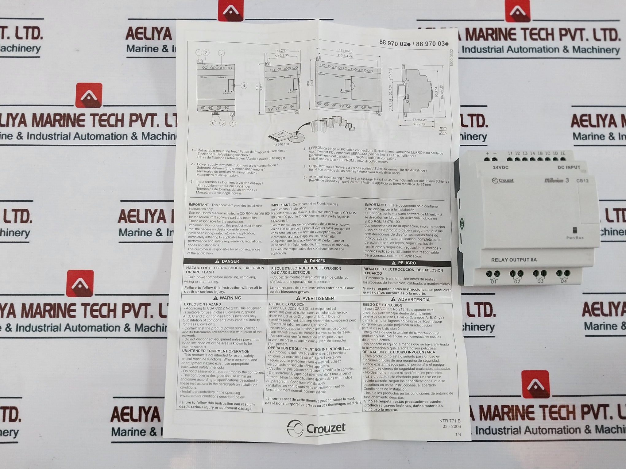 Crouzet Millenium 3 Cb 12 Logic Controller 88970021 24Vdc 8A 2,7W