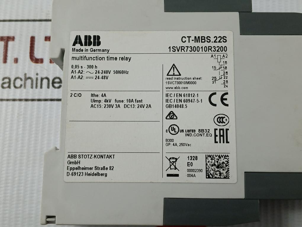 Ct-mbs.22S Din-rail Time Relay 24–240 Vac 50/60 Hz Abb