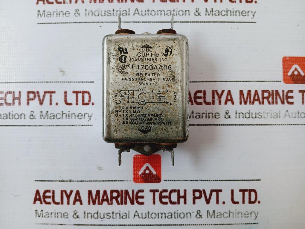 Curtis Industries F1700aa06 Rfi Filter 4a/250vac-6a/115vac 50/60hz