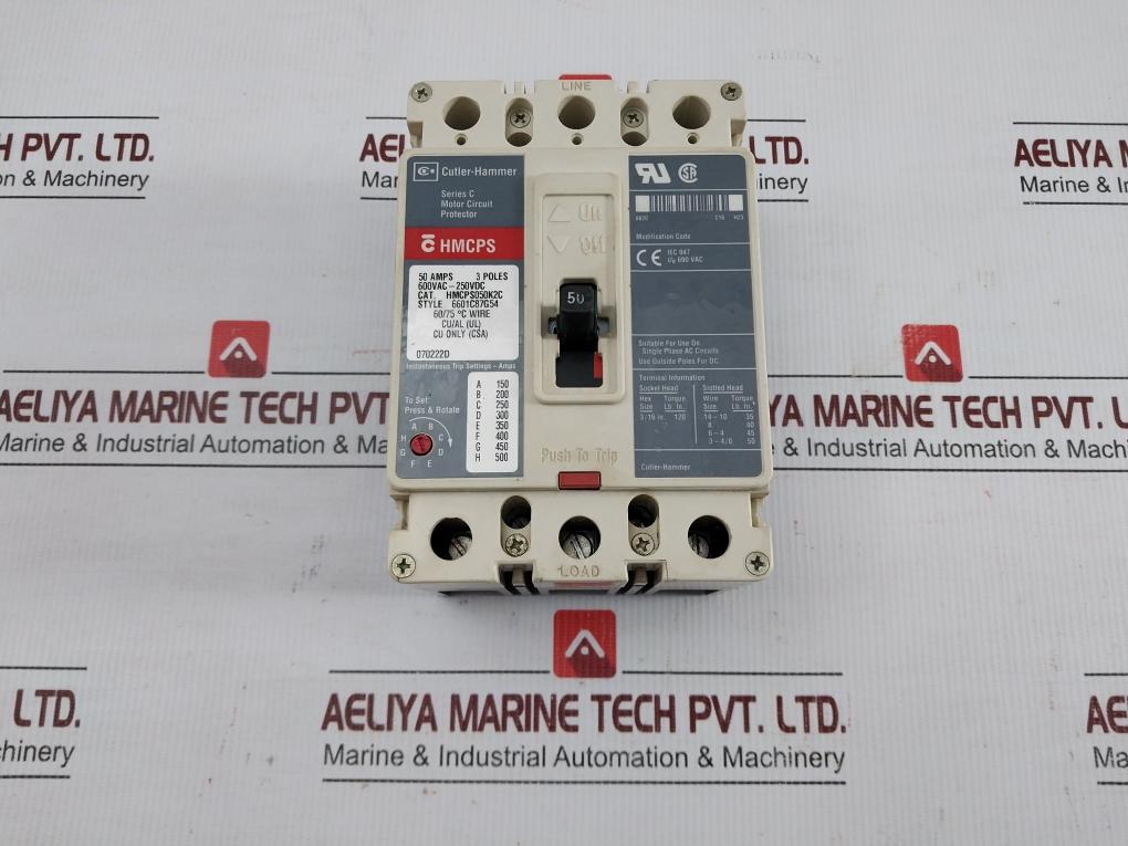 Cutler-hammer-50Amps-600Vac-250Vdc-Hmcps-Motor-Circuit-Protector-Hmcps050K2C-209687-3