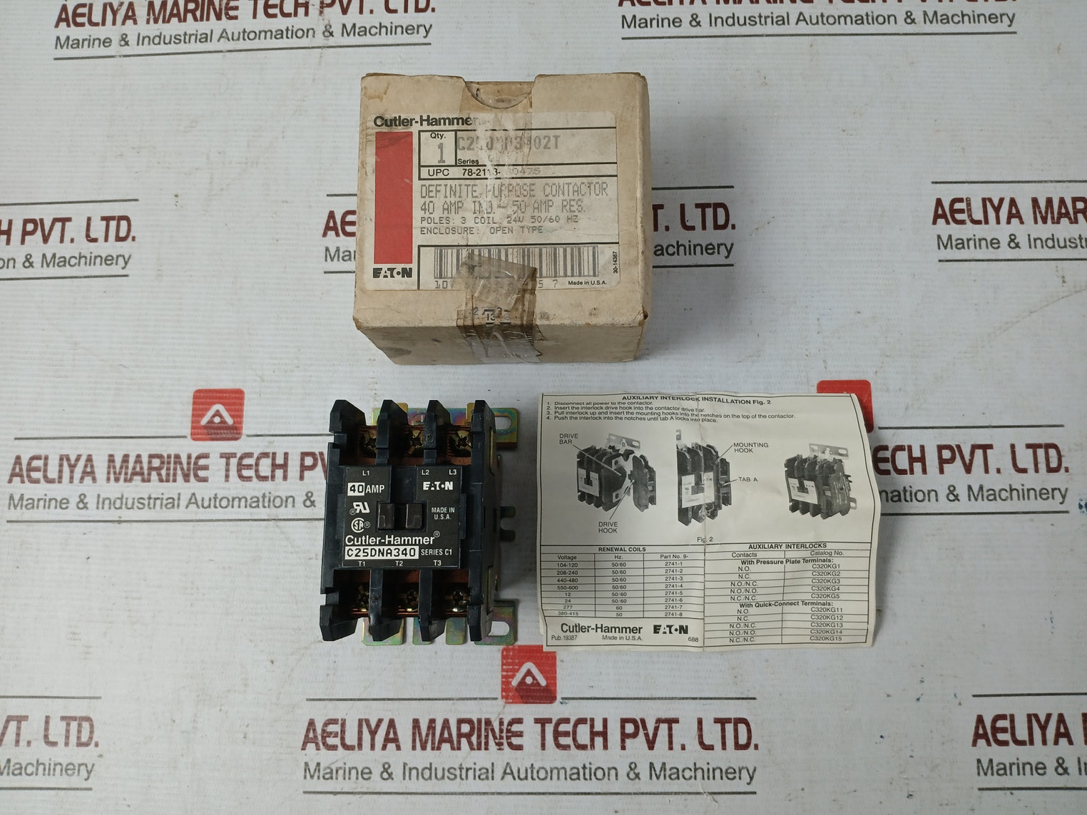 Cutler-hammer C25Dna3402T Definite Purpose Contactor 24V 50-60Hz 7 Lb.In.