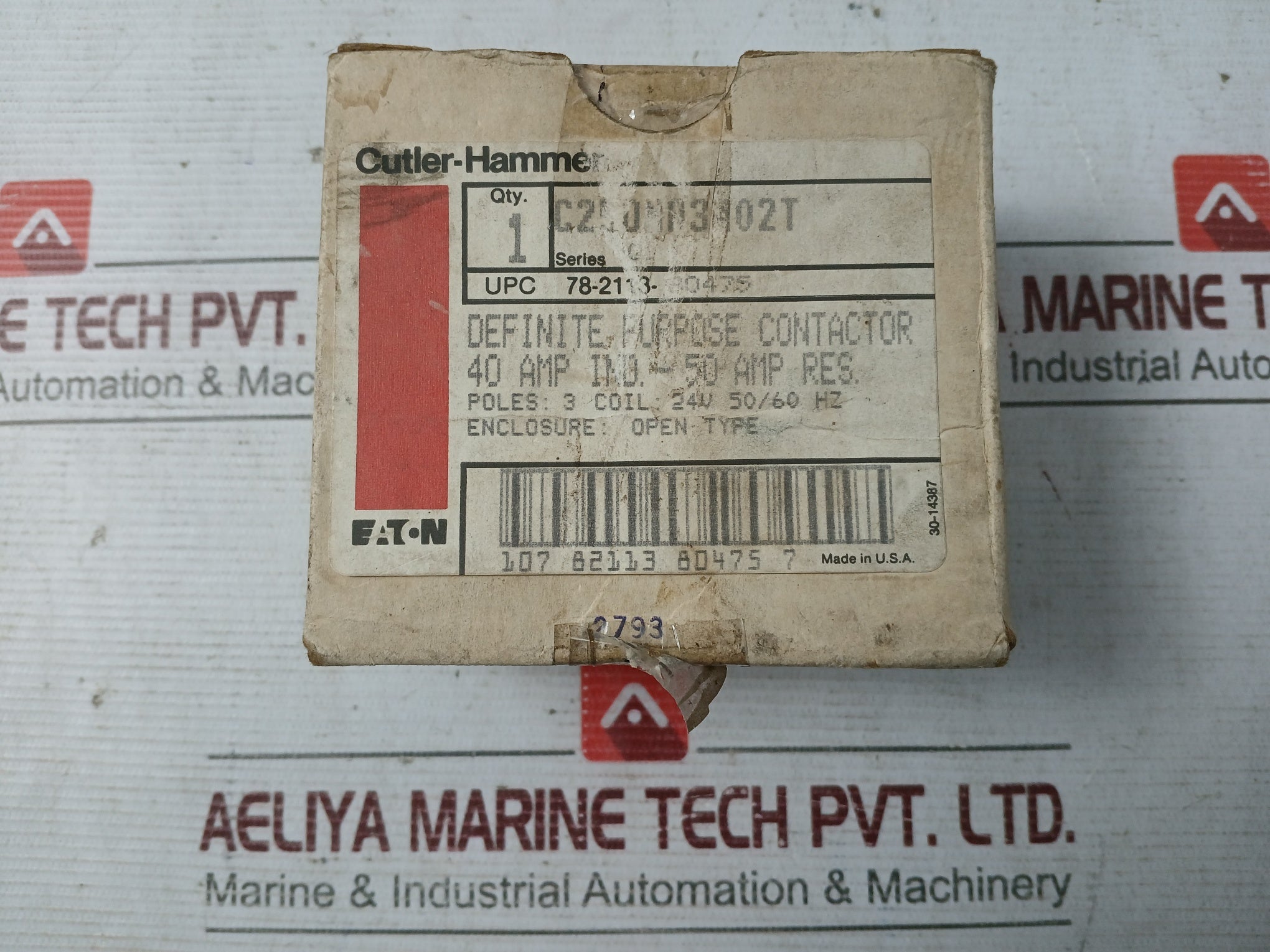 Cutler-hammer C25Dna3402T Definite Purpose Contactor 24V 50-60Hz 7 Lb.In.