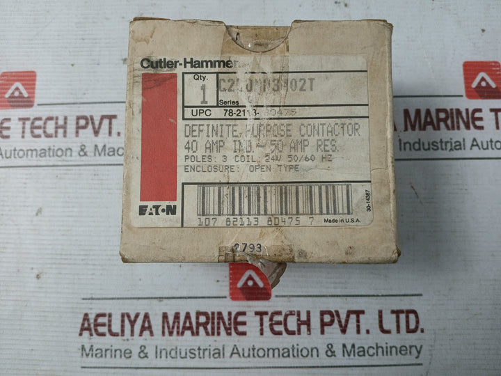 Cutler-hammer C25Dna3402T Definite Purpose Contactor 24V 50-60Hz 7 Lb.In.