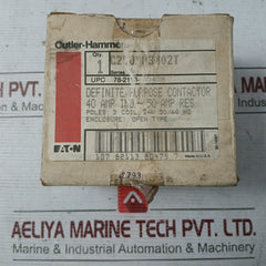 Cutler-hammer C25Dna3402T Definite Purpose Contactor 24V 50-60Hz 7 Lb.In.