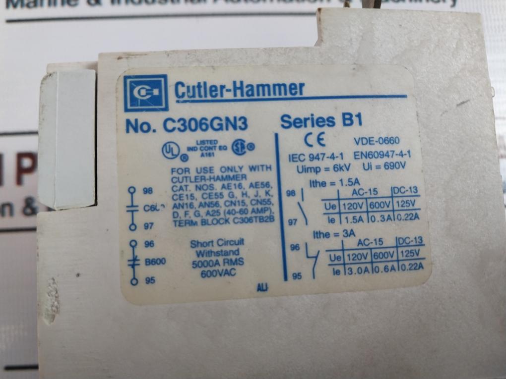 Cutler-hammer C306Gn3/ H2013B Series B1 Overload Relay