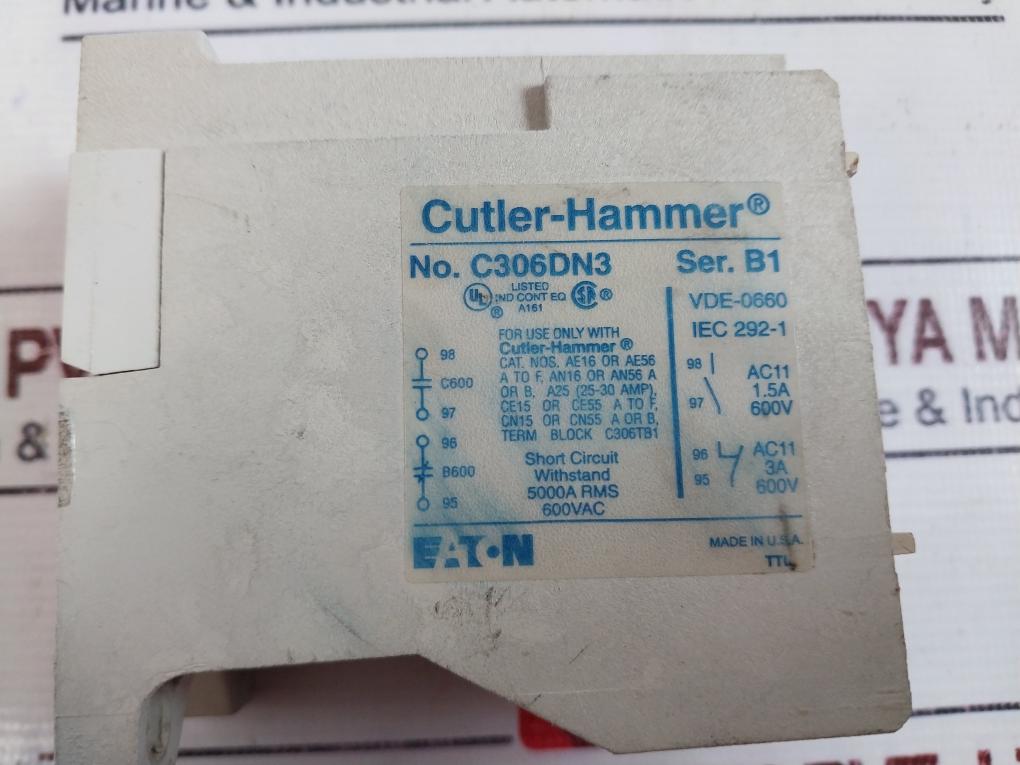 Cutler-Hammer C306DN3 Thermal Overload Relay Ser.B1 600VAC