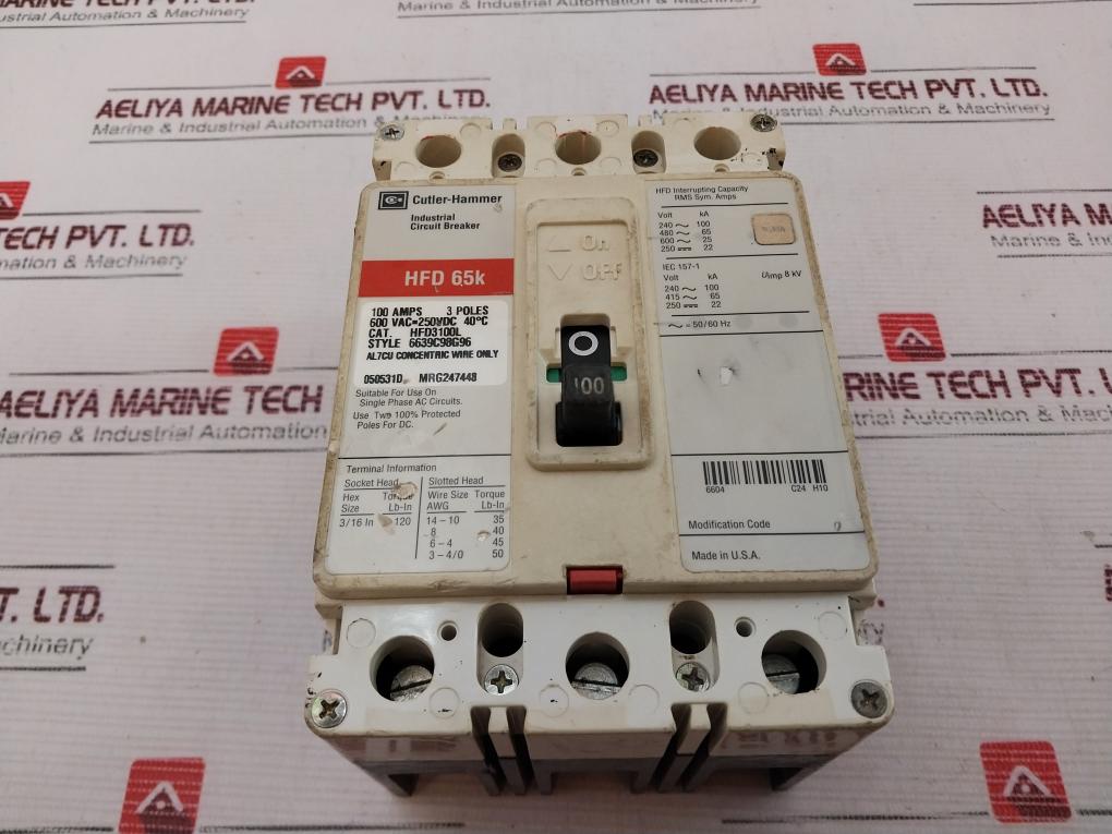 CUTLER-HAMMER HFD3100L Industrial Circuit Breaker 50/60hz