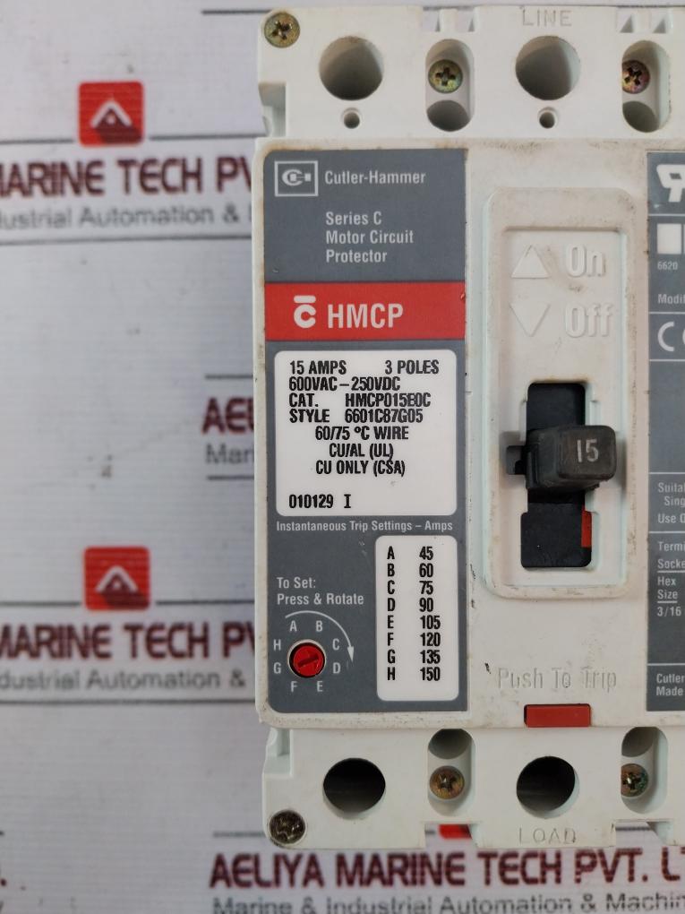 Cutler-hammer Hmcp015E0C Motor Circuit Protector Breaker 600Vac-250Vdc 15 A