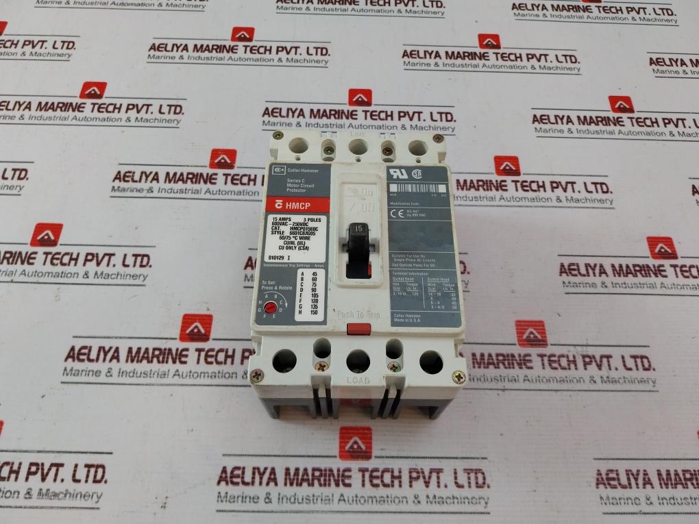 Cutler-hammer Hmcp015E0C Motor Circuit Protector Breaker 600Vac-250Vdc 15 A