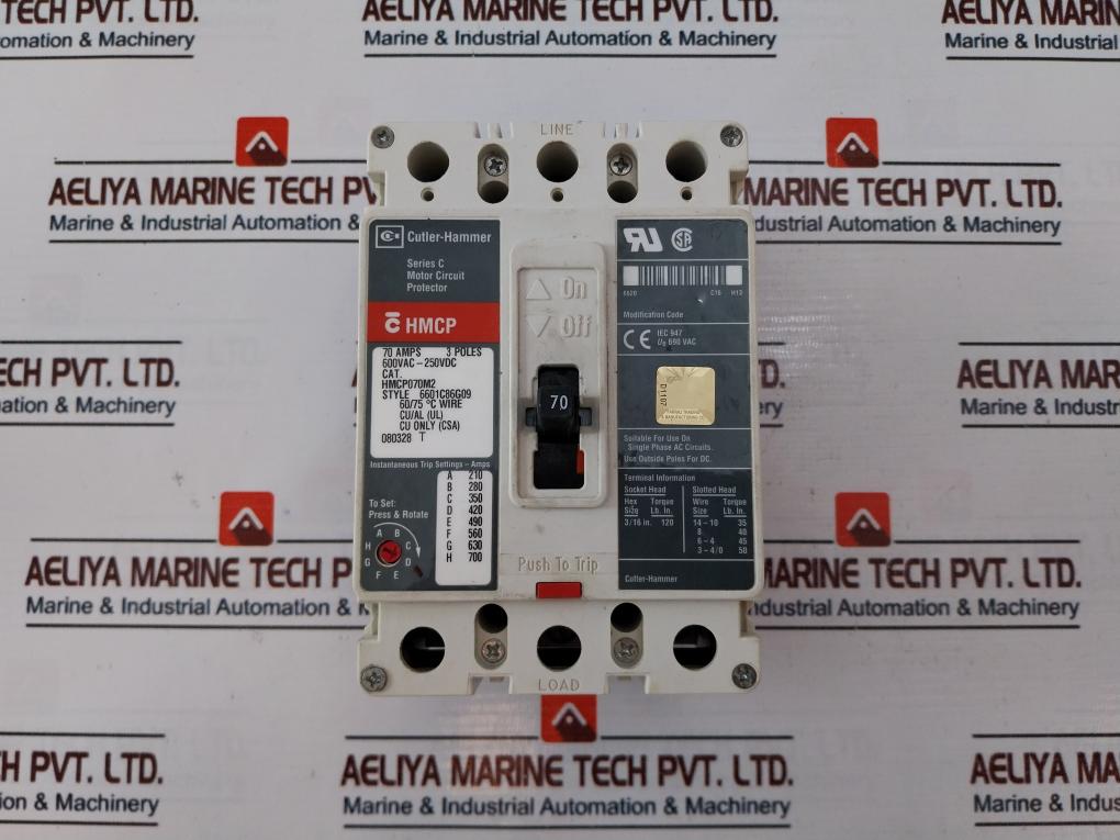 Cutler-hammer Hmcp070M2 3 Pole Circuit Breaker Ser: C