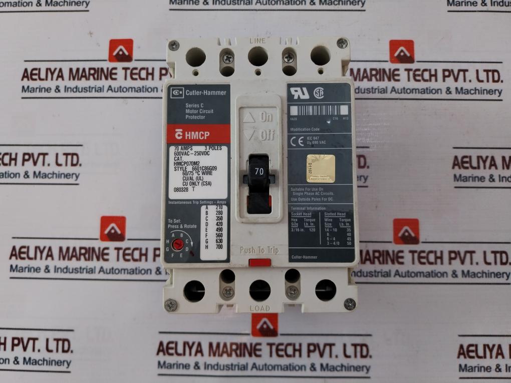 Cutler-hammer Hmcp070M2 3 Pole Circuit Breaker Ser: C