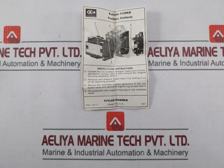 Cutler-hammer C320Kb1 Auxiliary Contact 600Vac