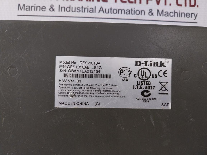 D-link Des-1016A Mbps Switch 10/100 100-240Vac 50-60Hz 0.07A