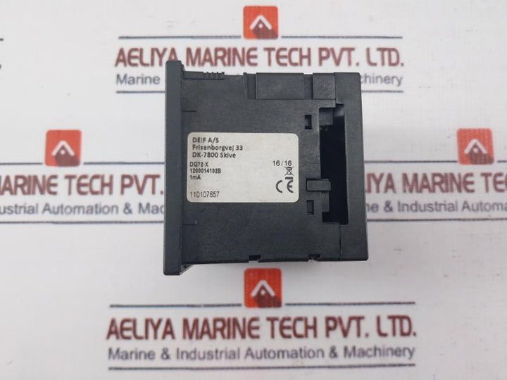 Deif Dq72-x Analog Panel Ammeter 0-100 Ma Quadratic Measurement 920025012.20