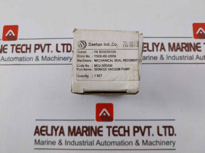 Daehan Mg2-30/G050 Mechanical Seal Set For Sewage Vacuum Pump Ysoe-re-22006