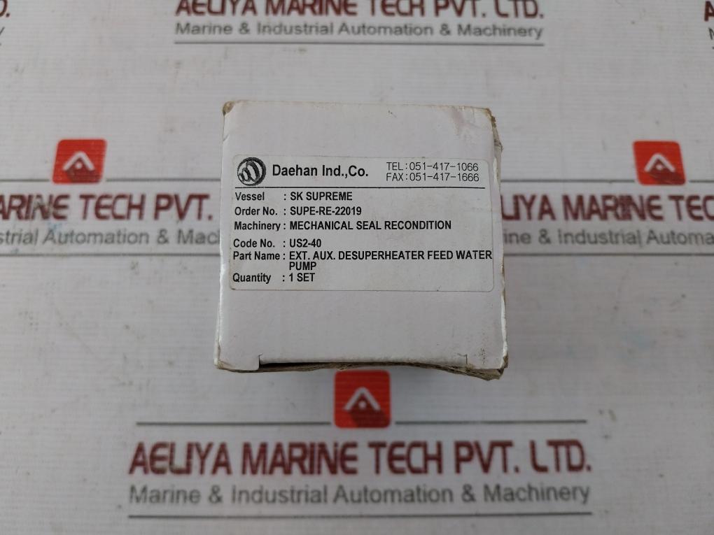 Daehan Supe-re-22019 Mechanical Seal Set For Aux Desuperheater Feed Water Pump