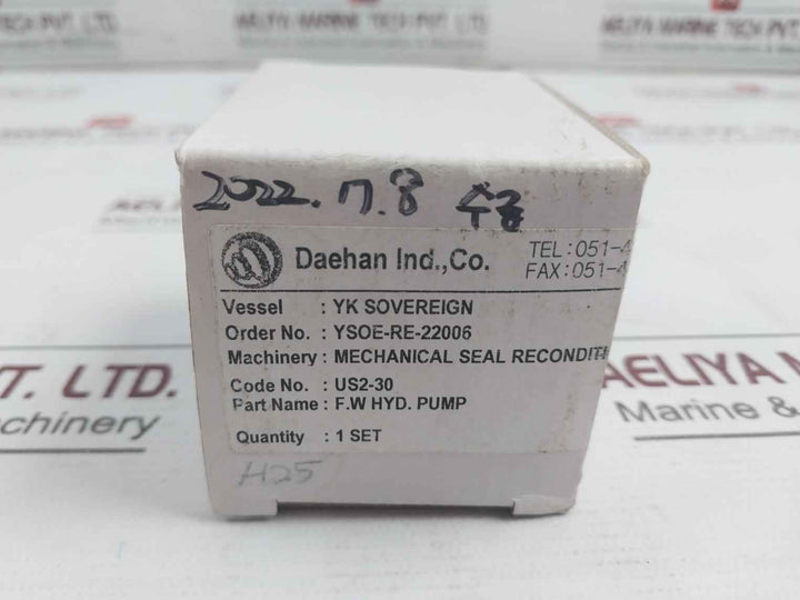 Daehan Us2-30 Mechanical Seal Ysoe-re-22006,H 000 5 934
