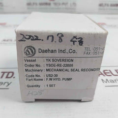 Daehan Us2-30 Mechanical Seal Ysoe-re-22006,H 000 5 934