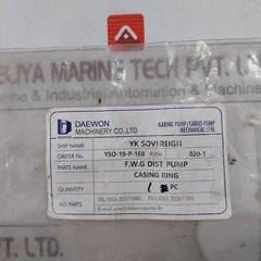 Daewon 020-1 Casing Ring For F.W.G Dist Pump 40X1"Mssm 05L-000-004