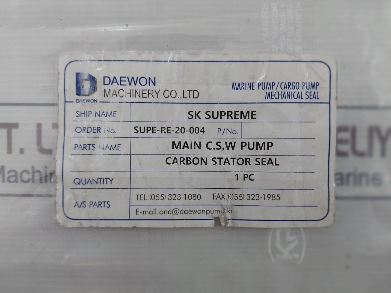 Daewon Carbon Stator Mechanical Seal For Main C.S.W Pump