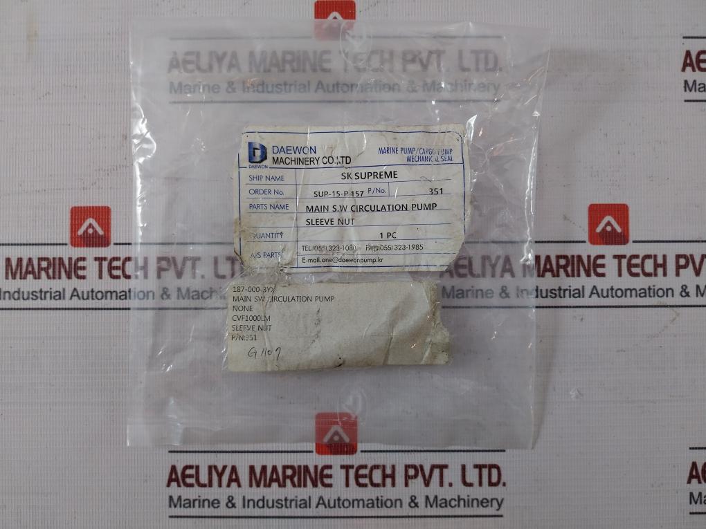 Daewon Sup-15-p-157 Main S.W Circulation Pump Sleeve Unit 351, 187-000-3Yx