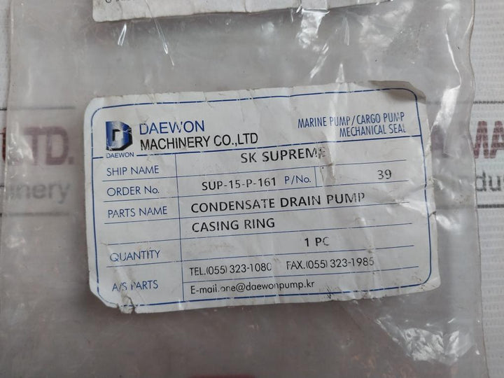 Daewon Sup-15-p-161 Condensate Drain Pump Casing Ring 13K-000-3K5 Evz 70M