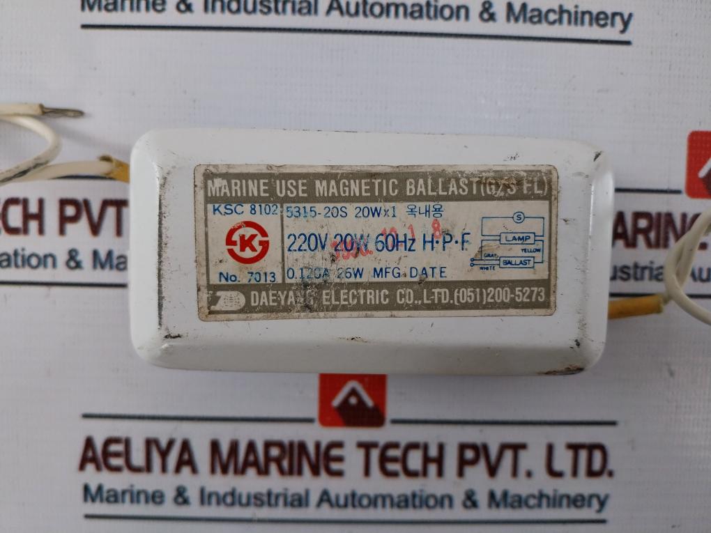 DAEYANG ELECTRIC KSC 8102 Magnetic Ballast 220V 60HZ