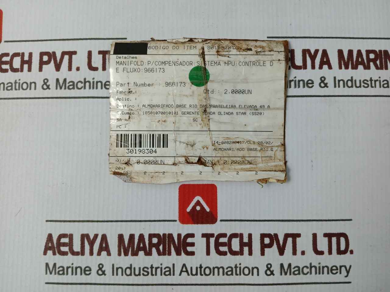 Daman Dj1800316S Hydraulic Valve Manifold 30198304 Rev 0 966173