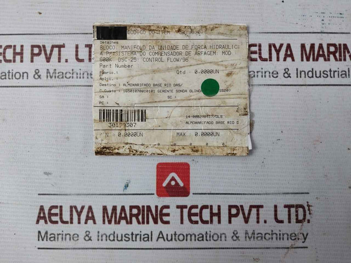 Daman E0020313 Hydraulic Power Unit Manifold Block Mod 600K C-43410 Rev 0