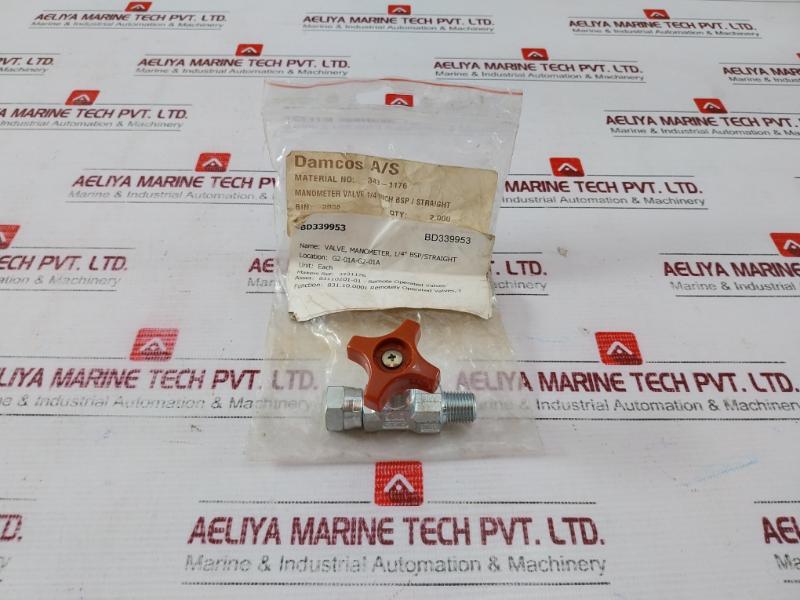 Damcos 343-1176  Manometer 1/4" Bsp/Straight 831.10.0001 Remotely Operated Valve