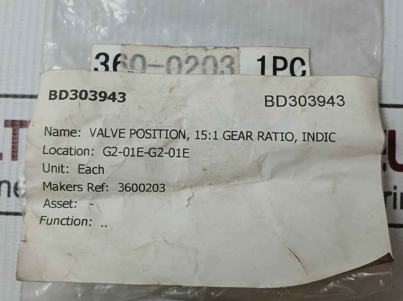 Damcos 3600203 15:1 Gear Ratio Valve Position Indicator (Vpi)