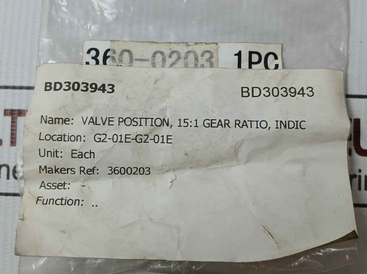 Damcos 3600203 15:1 Gear Ratio Valve Position Indicator (Vpi)