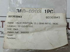 Damcos 3600203 15:1 Gear Ratio Valve Position Indicator (Vpi)