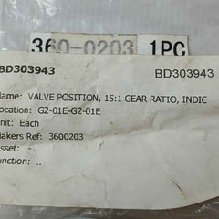 Damcos 3600203 15:1 Gear Ratio Valve Position Indicator (Vpi)