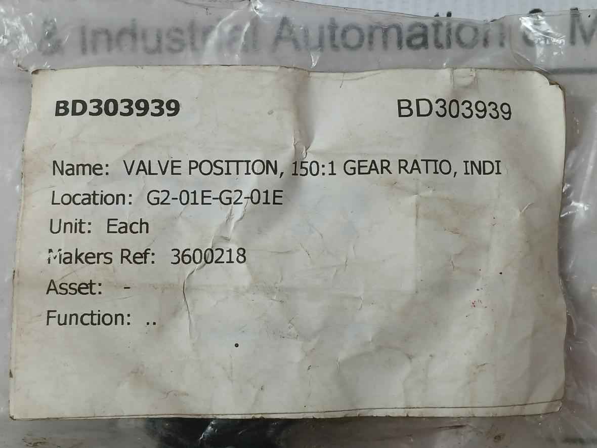 Damcos 3600218 Valve Position Indicator Gear Ratio 150:1 Bd303939