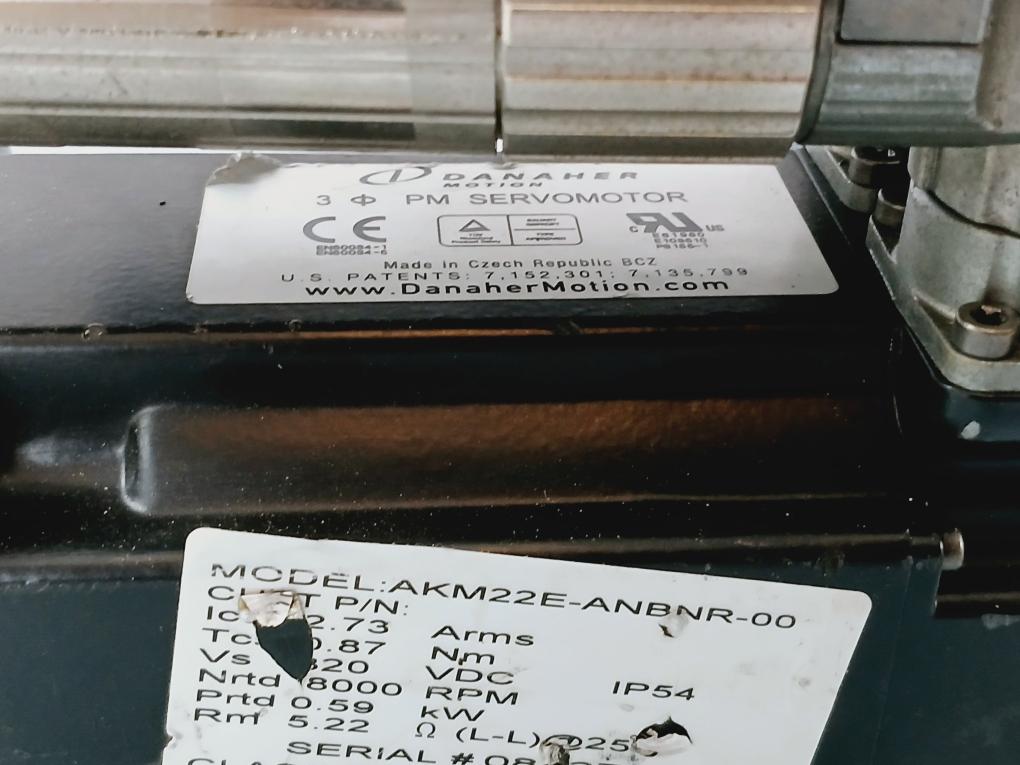 Danaher Akm22E-anbnr-00, 3ɸ Pm Servo Motor Ip54 320Vdc