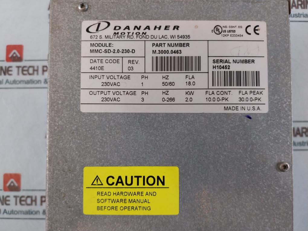 Danaher Mmc-sd-2.0-230-d Servo Drive M.3000.0463 230 Vac 50/60 Hz