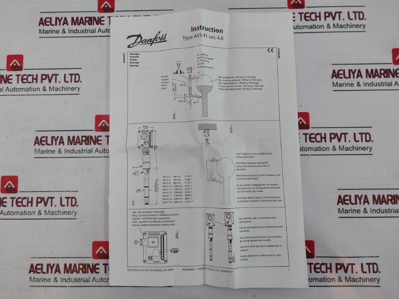 Danfoss 0417618 Aks 41 Liquid Level Transmitter Sensor Tube 100Cm