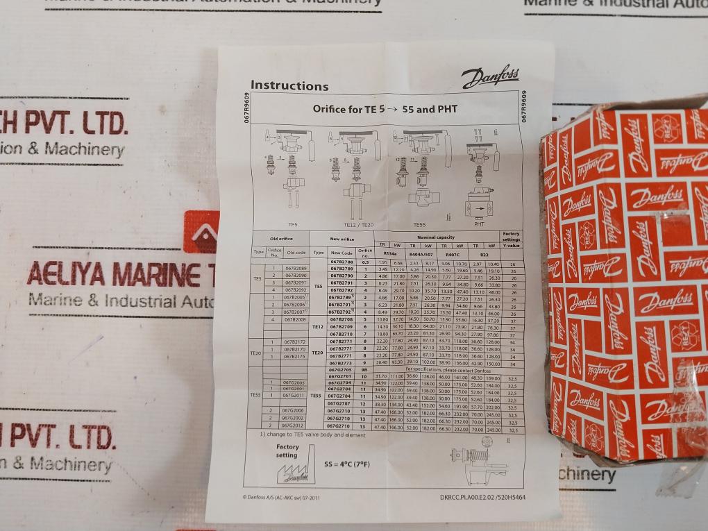 Danfoss 067B3297 Thermal Expansion Valve Set For Refrigeration 067B4009