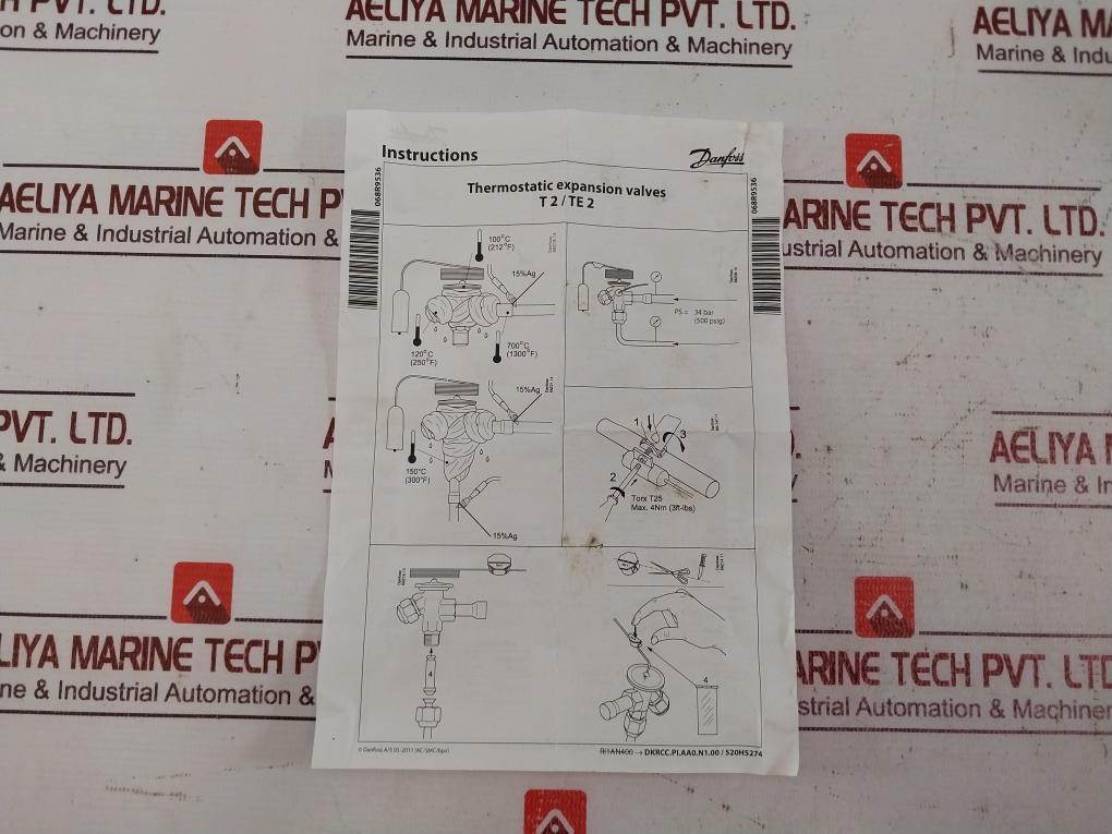 Danfoss 0687449 Thermostatic Expansion Valve 34 Bar/500 Psig Sj-te120300 1-5 Bar