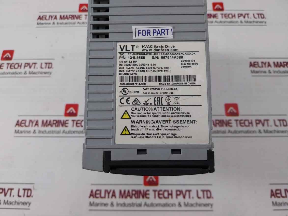 Danfoss 131L9866 Hvac Basic Drive Frequency Inverter 50/60Hz 8.3A (Not Working)