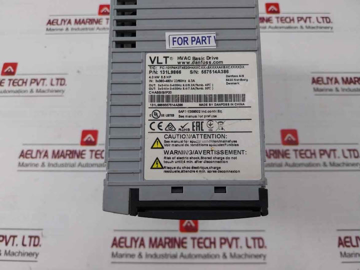 Danfoss 131L9866 Hvac Basic Drive Frequency Inverter 50/60Hz 8.3A (Not Working)