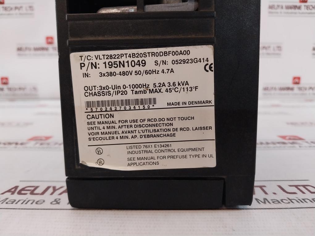 Danfoss 195N1049 Vlt 2800 Drive Controller Model 45°C / 113°F (Not Working)