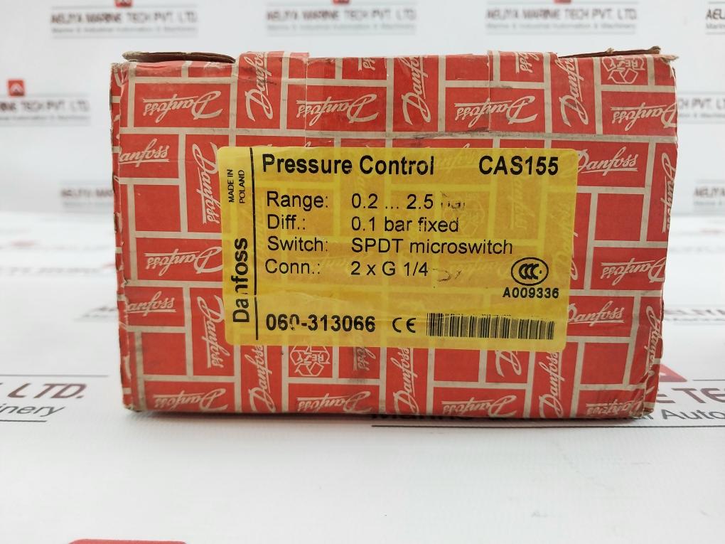 Danfoss Cas 155 Differential Pressure Switch 060-313066 Ip67 0.1A 250V 0.1 Bar