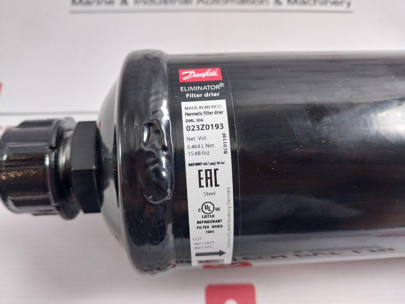 Danfoss Dml 306 Eliminator Hermetic Filter Drier 667 Psig/46 Bar
